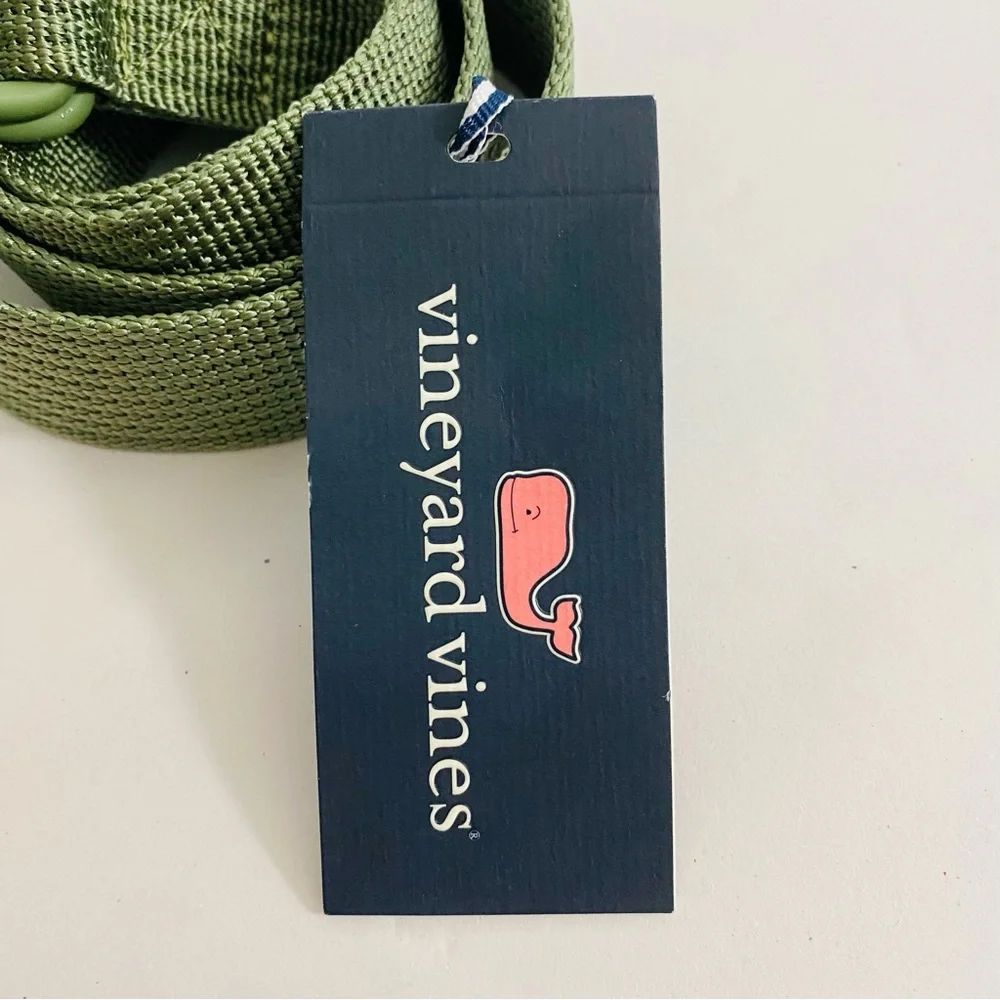 Men’s Vineyard Vines NWT‎ Vine Textured Webbing D-Ring On The Go Belt Sage Green
